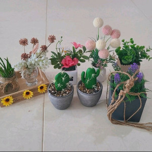 폼폼이 선인장 라벤더 행잉 인테리어 조화 화분 세트 8개