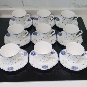 한국도자기 블루부케 찻잔 9조세트(새것 컨디션)