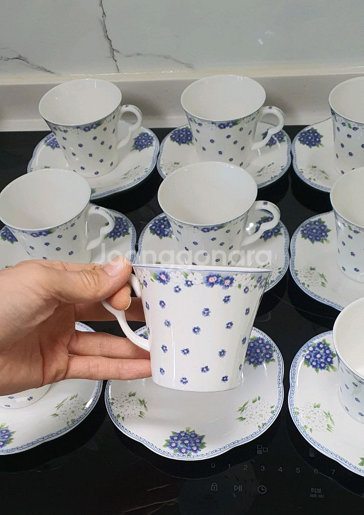 한국도자기 블루부케 찻잔 9조세트(새것 컨디션)--2