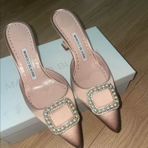 마놀로블라닉 한기시 뮬 37사이즈 다크핑크 웨딩구두 예식구두