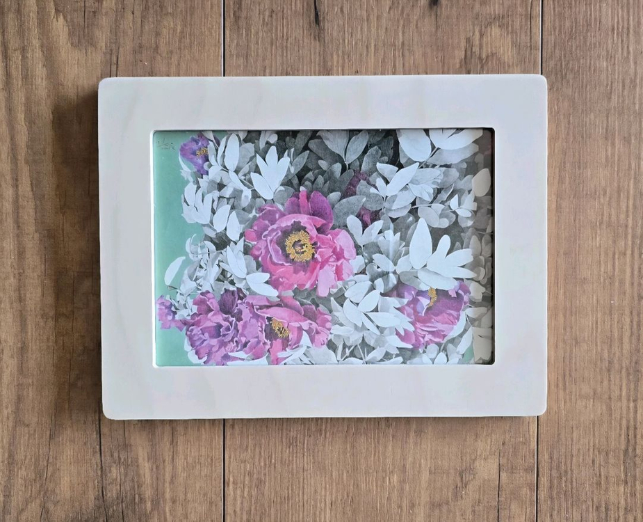 액자&엽서모두새것/정인수 전북 여성 화가 펜화 사진 액자 모란--1