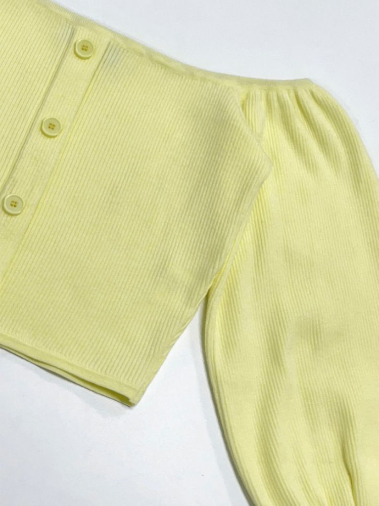 (새상품) 페일제이드 오프숄더 니트 레몬 옐로우 프리 이미지