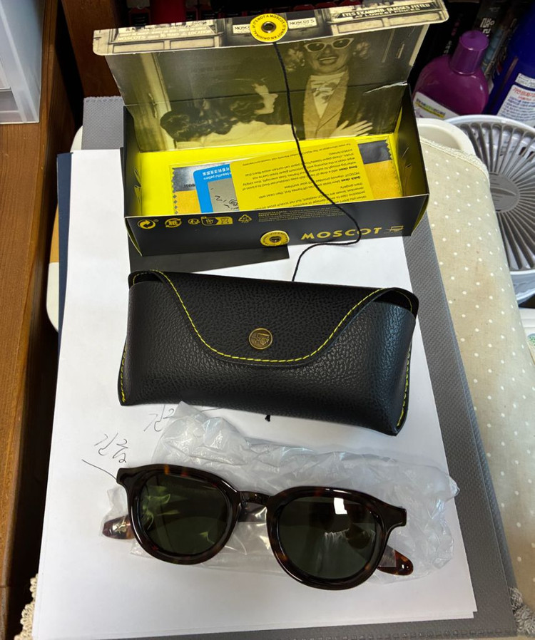 모스콧 렘토쉬 스타일 레트로 다벤 두꺼운 편광 선글라스 톨토이즈&다크 그린 렌즈--1