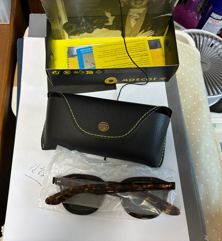 모스콧 렘토쉬 스타일 레트로 다벤 두꺼운 편광 선글라스 톨토이즈&다크 그린 렌즈--3