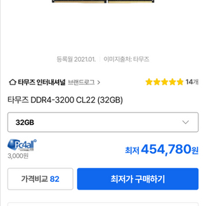 DDR4 32GB 메모리 이미지