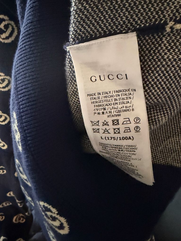 구찌 GG 자카드 금장 전재준 가디건 네이비 L--3