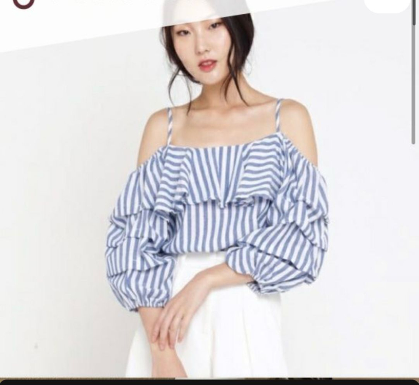 자라 스트라이프 오프숄더 블라우스 S사이즈 이미지