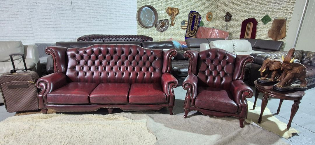 체스터필드 이태리 마스트로또 전체 천연가죽3+1인 소파--1