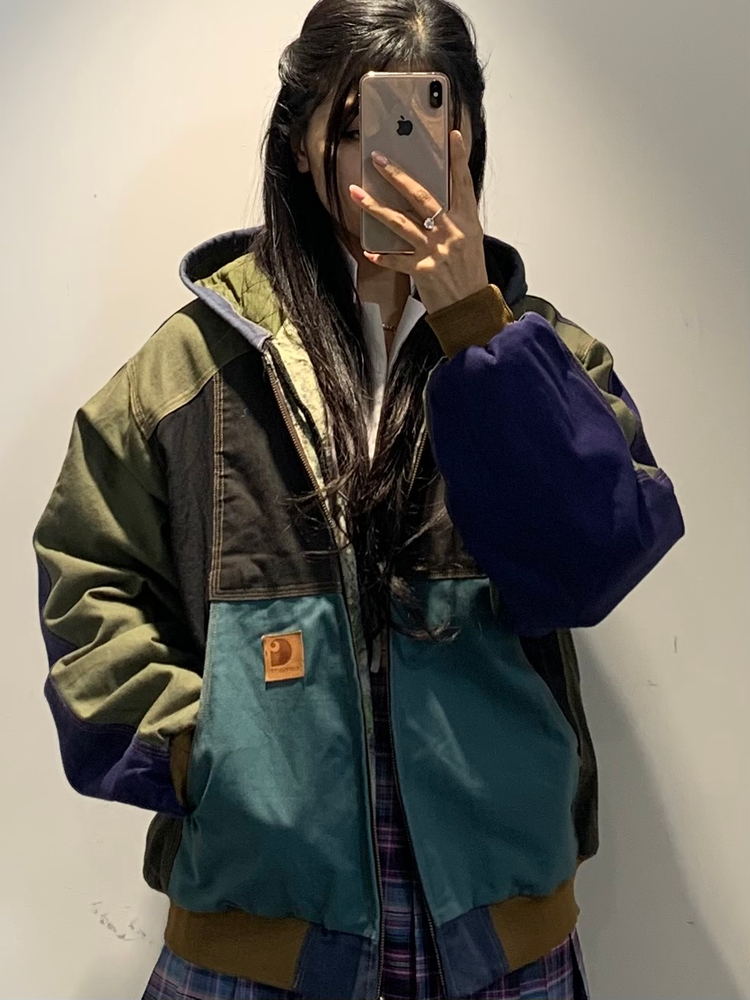 칼하트 리워크 패치워크 액티브 자켓 컬러블록 후드 집업 자켓 이미지