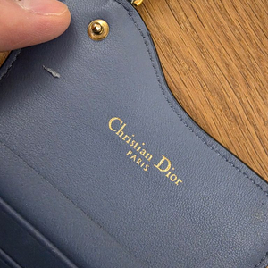 디올 새들 플랩 카드지갑 블루