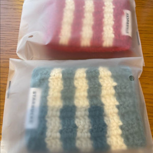 스타벅스 니트 카드지갑 레드/블루