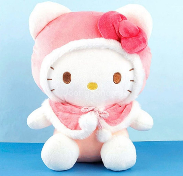 산리오 겨울한정 헬로키티 핑크 컬러망토 중대형인형--3