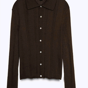 자라 브라운 카라 니트 가디건 S