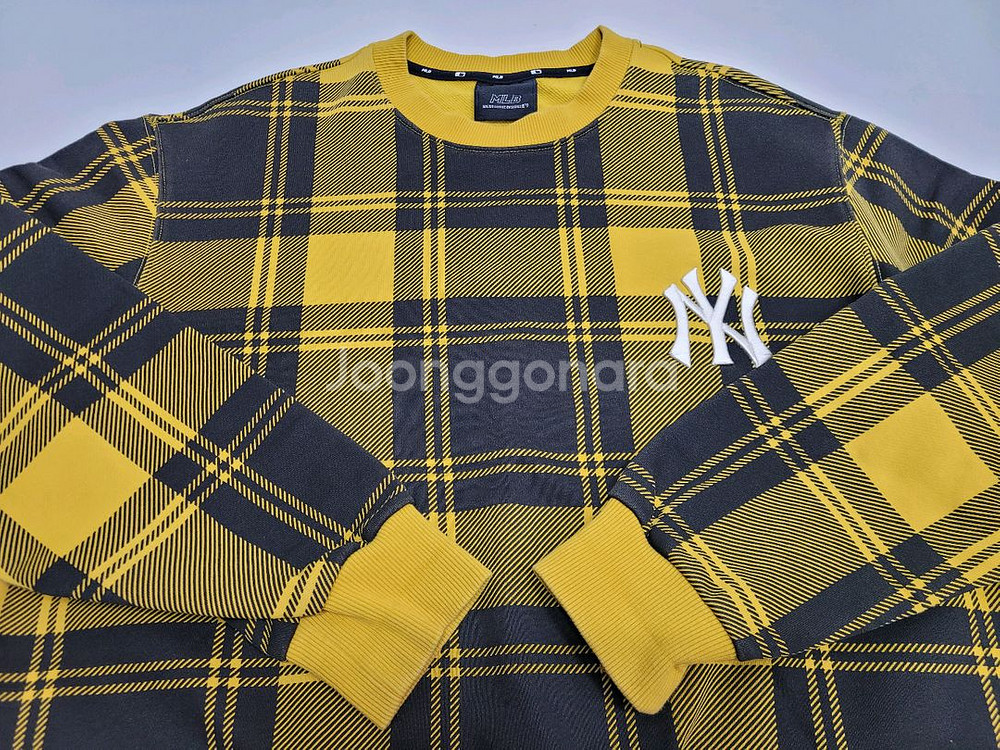 MLB 20FW 엠엘비 뉴욕양키즈 체크 오버핏 맨투맨 / 100 (L)--2