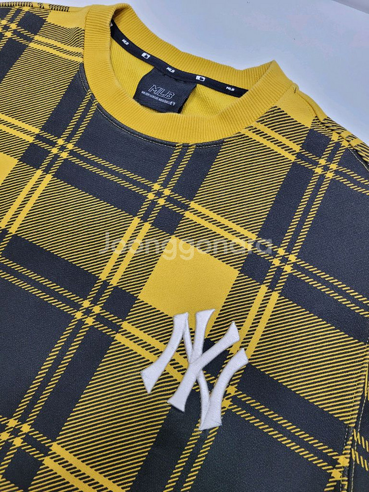 MLB 20FW 엠엘비 뉴욕양키즈 체크 오버핏 맨투맨 / 100 (L)--3