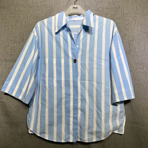 시스템 여성 7부 스트라이프 셔츠 블라우스 FREE