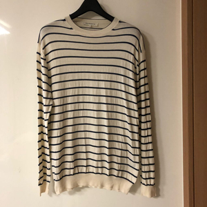 한섬 더캐시미어 21년 스트라이프 코튼 실크 니트 탑 미니멀 이미지