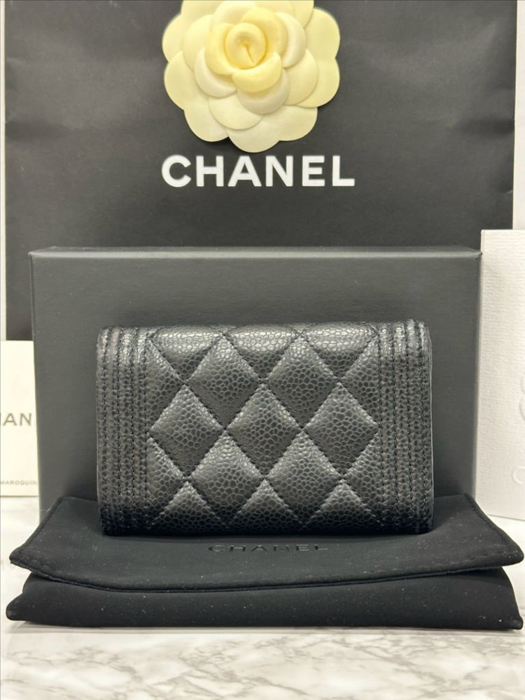 [풀구성]샤넬 보이 플랩 지갑 카프스킨 골드--2