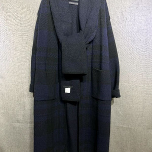 (세트) 77 타하리 버드아이 자카드 롱 니트 가디건 코트 + 머플러