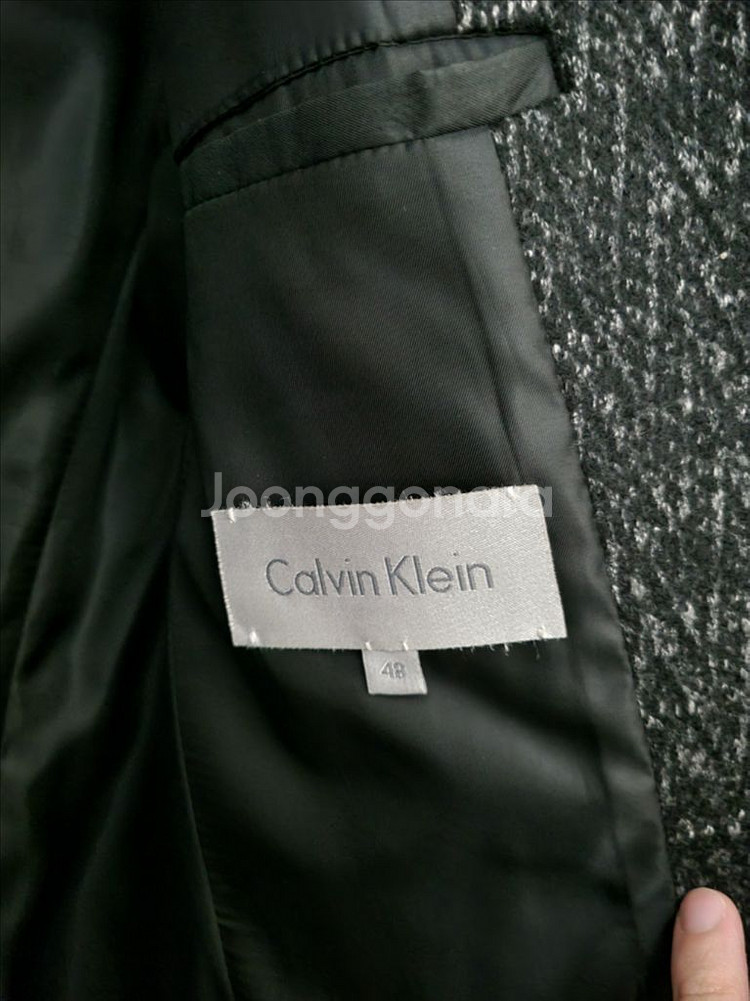 Ck 캘빈클라인 플래티넘 트위드 코트 블랙 48 (100)--1