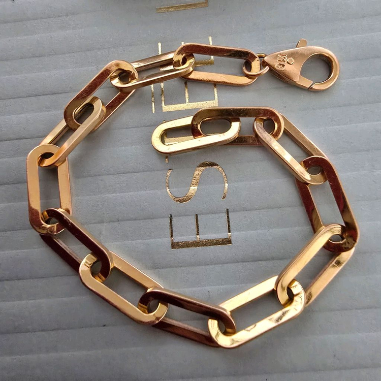 18k핑크골드 할로우 클립 팔찌--2