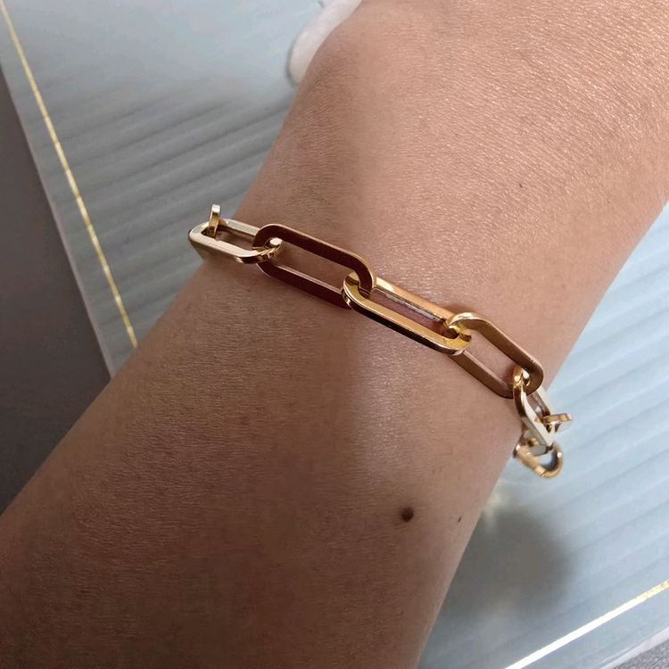 18k핑크골드 할로우 클립 팔찌--4