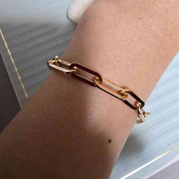 18k핑크골드 할로우 클립 팔찌--5