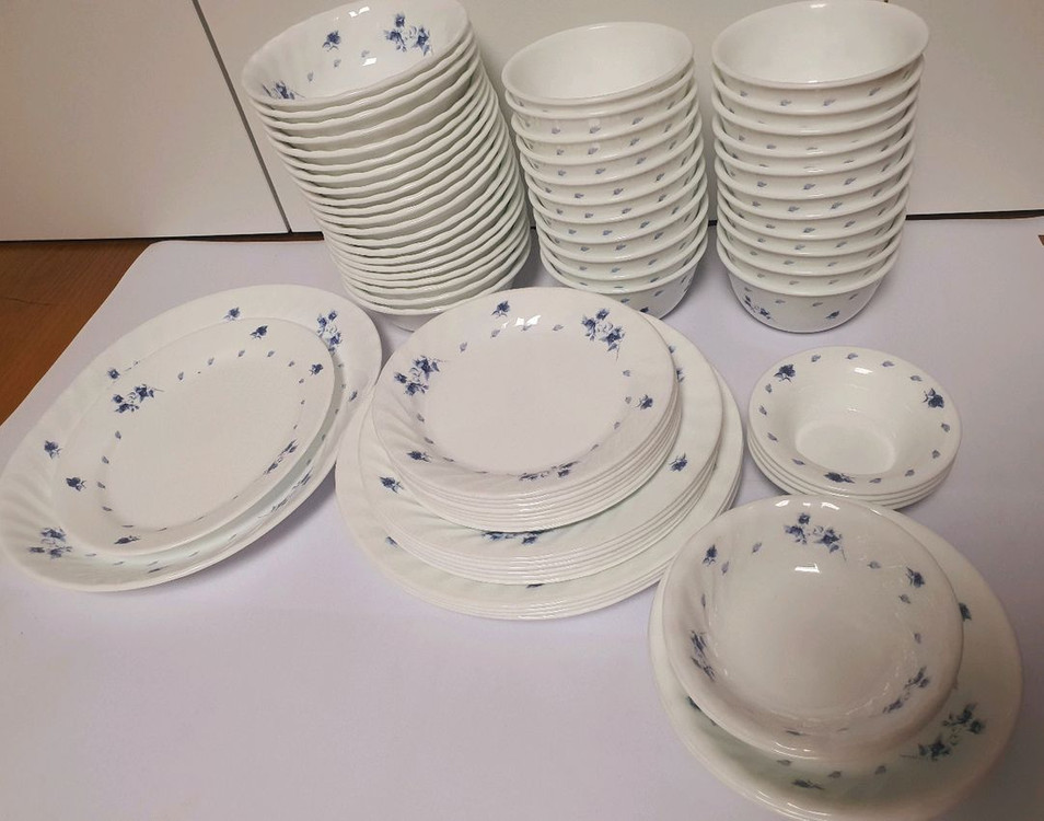 빈티지 코렐 블루 플라워 개당값--0