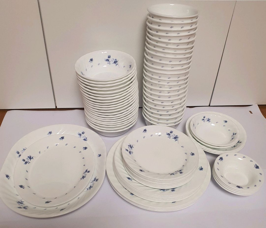 빈티지 코렐 블루 플라워 개당값--1