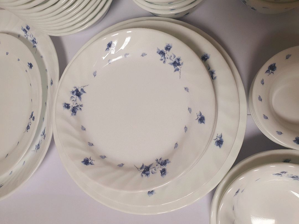 빈티지 코렐 블루 플라워 개당값--4