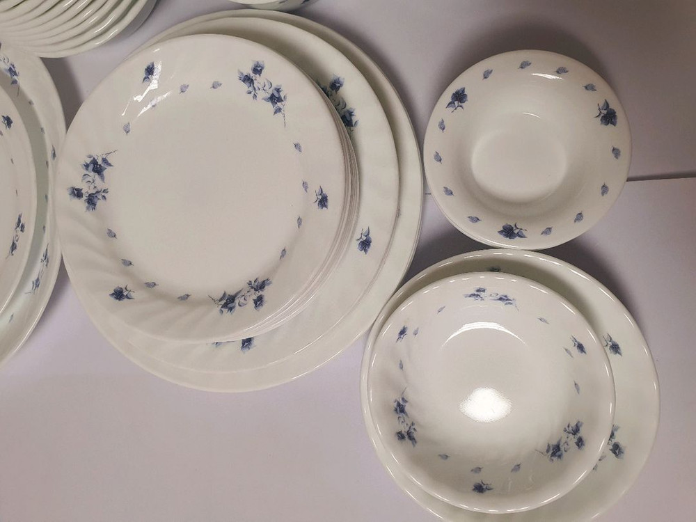 빈티지 코렐 블루 플라워 개당값--5