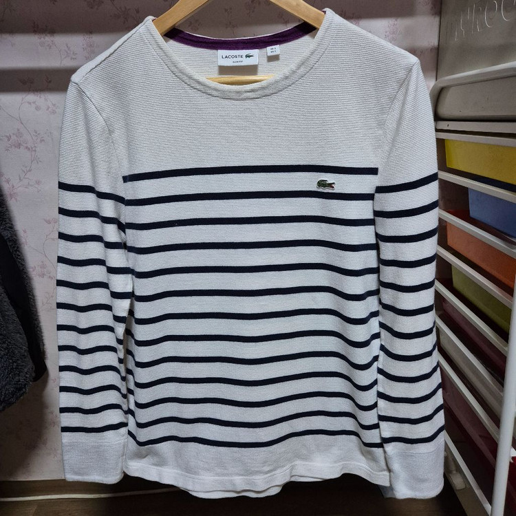 386 ) 면100% 라코스테 스트라이프 티셔츠--4