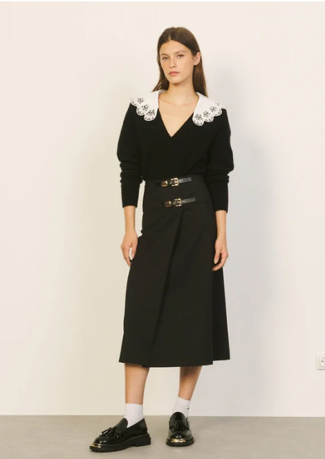 산드로 sandro 벨트 디테일 랩 스커트 1사이즈 정품--0