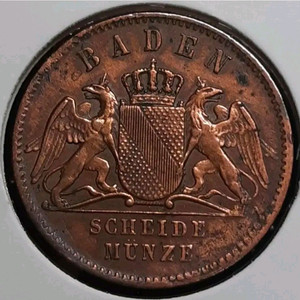 극희귀 독일 바덴공국 1870년 1그로이처.외국주화 주화 화폐 동전 이미지