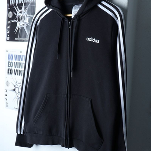 (XL) 아디다스 후드집업 작은사용감 블랙 삼선