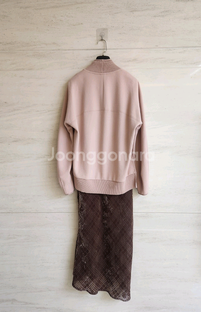 (핑크 브라운색상 판매)시스템 번아웃 니트 레이어드 원피스 55사이즈--5