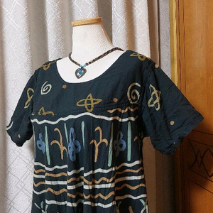 에스닉 패턴 블랙 원피스