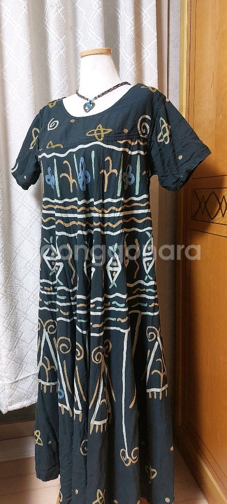 에스닉 패턴 블랙 원피스--2