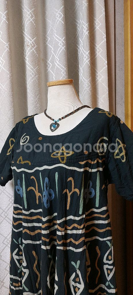 에스닉 패턴 블랙 원피스--3