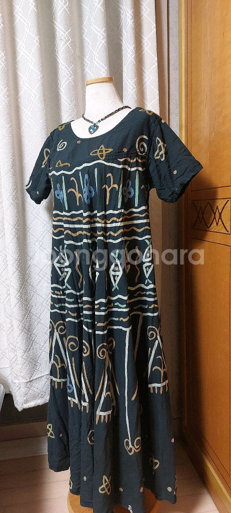 에스닉 패턴 블랙 원피스--4