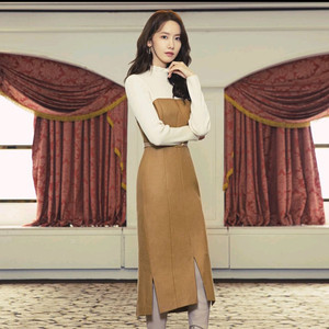 지고트 고가라인 골지니트블럭 원피스 55사이즈