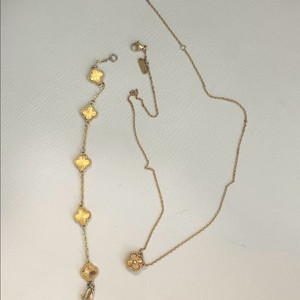 반클리프 스타일 골드 팔찌 목걸이 & 스와로브스키 블랙 목걸이 세트 판매