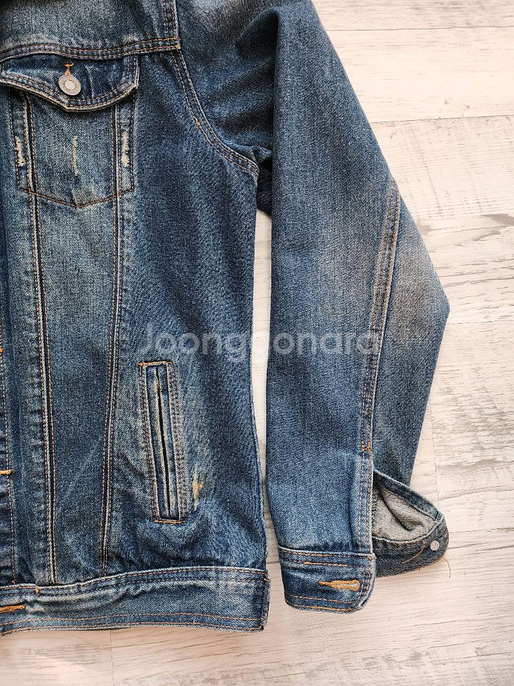 뉴디자인 중청 슬림핏 데님 자켓 팜. (100~103)사이즈 워싱 청자켓--3