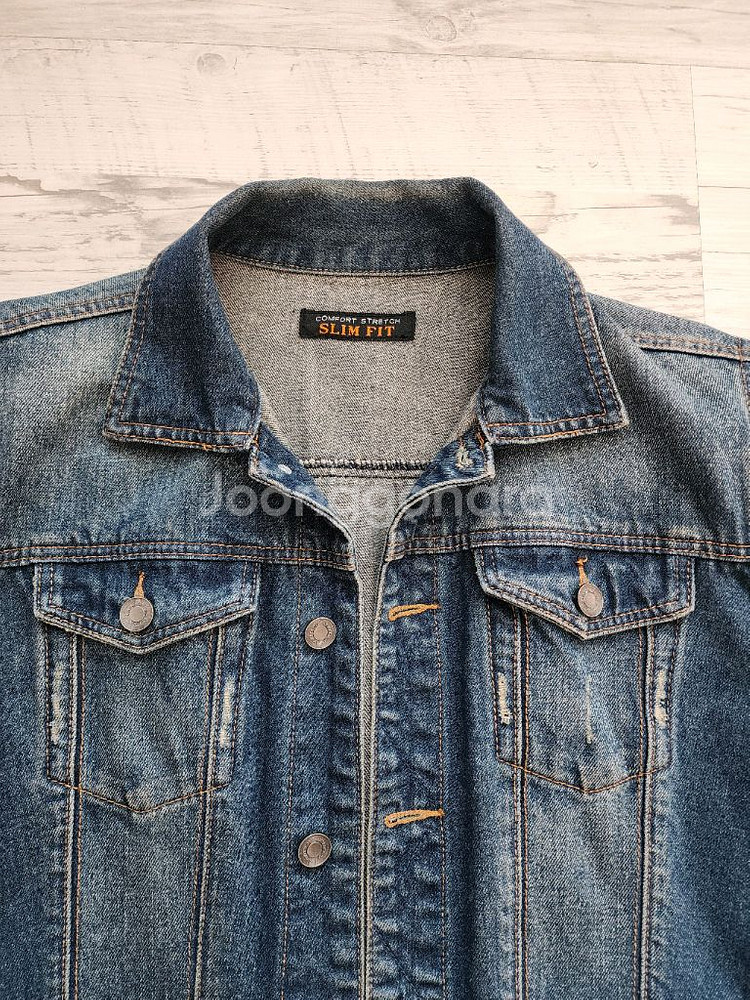 뉴디자인 중청 슬림핏 데님 자켓 팜. (100~103)사이즈 워싱 청자켓--4