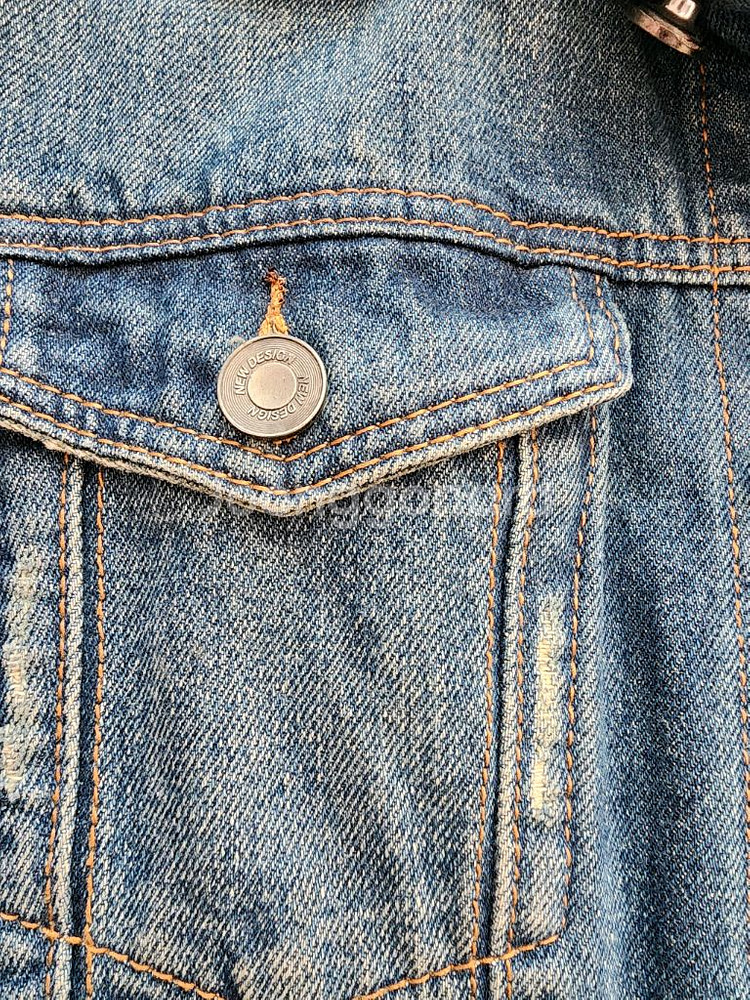 뉴디자인 중청 슬림핏 데님 자켓 팜. (100~103)사이즈 워싱 청자켓--5