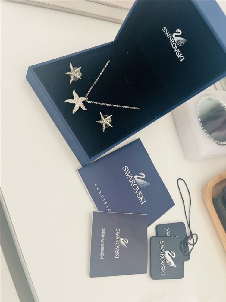 스와로브스키 불가사리 목걸이 귀걸이 세트--1