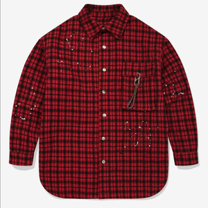 [새상품] 아베나키 롱 체크 패디드 셔츠 자켓_레드 2