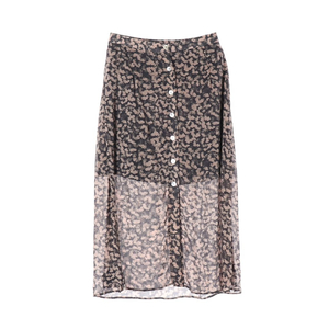 앤아더스토리즈 코코아 핑크 플로럴 버튼플라이 쉬폰 롱 스커트 치마 이미지