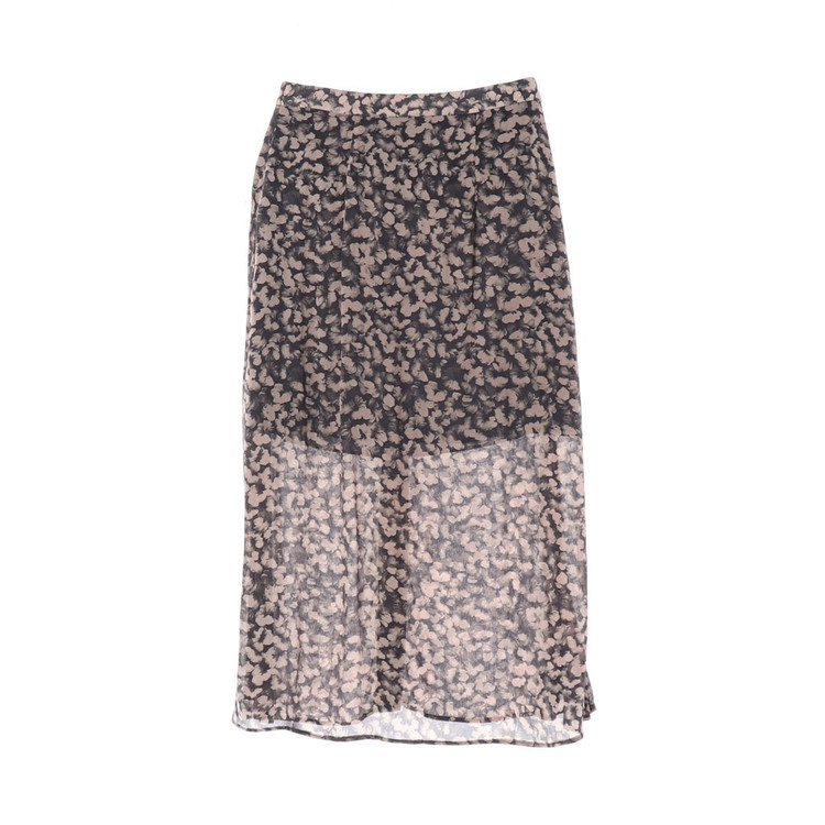 앤아더스토리즈 코코아 핑크 플로럴 버튼플라이 쉬폰 롱 스커트 치마 이미지