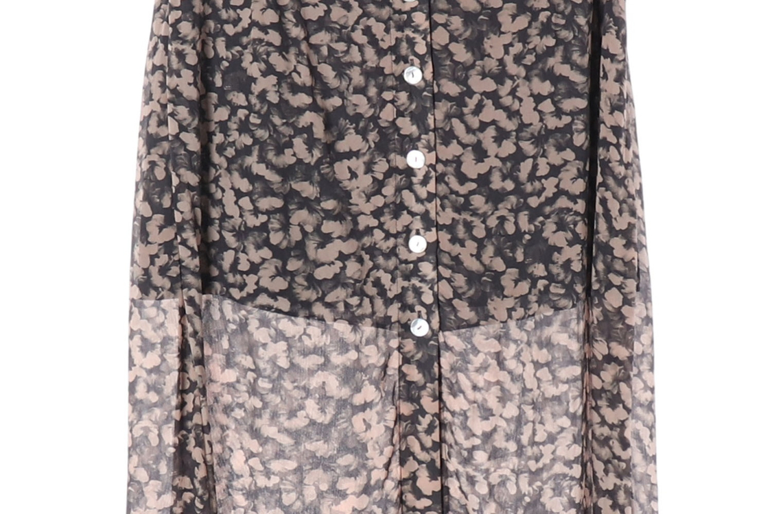 앤아더스토리즈 코코아 핑크 플로럴 버튼플라이 쉬폰 롱 스커트 치마 이미지